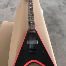 Гитара на заказ, 7 Струнная электрогитара с бриллиантовыми вставками черного цвета, высокое качество, 170420