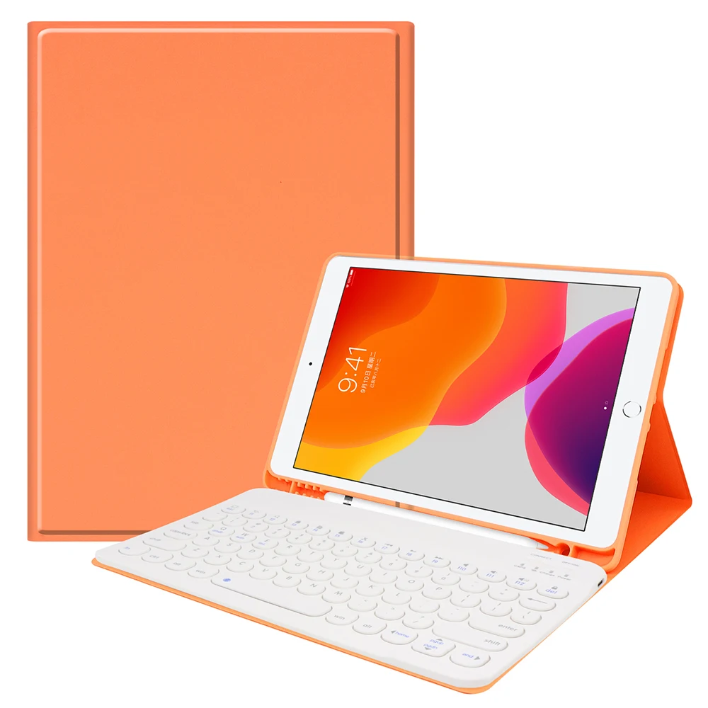 Для iPad Air1/2 iPad Pro 9,7/iPad 9,7(/) силиконовый защитный чехол для планшета из искусственной кожи+ американский кожаный чехол для клавиатуры - Цвет: Orange