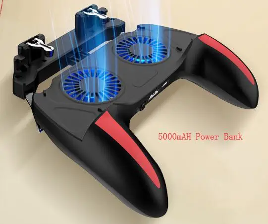 Pubg контроллер геймпад Pubg мобильный триггер L1R1 джойстик для шутеров игровой коврик держатель телефона 2 кулера вентилятор с 5000 мАч power Bank - Color: 5000mAh Power Bank
