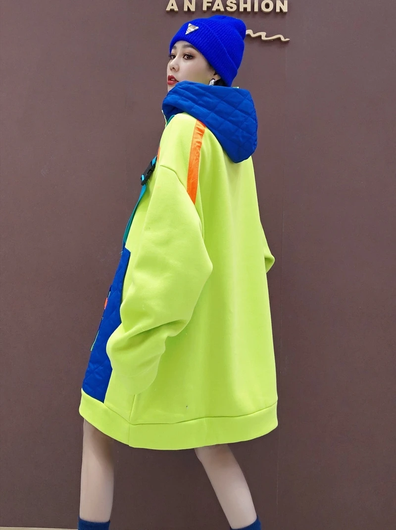 Vefadisa Green Patchwork Women Sweatshirt 2020