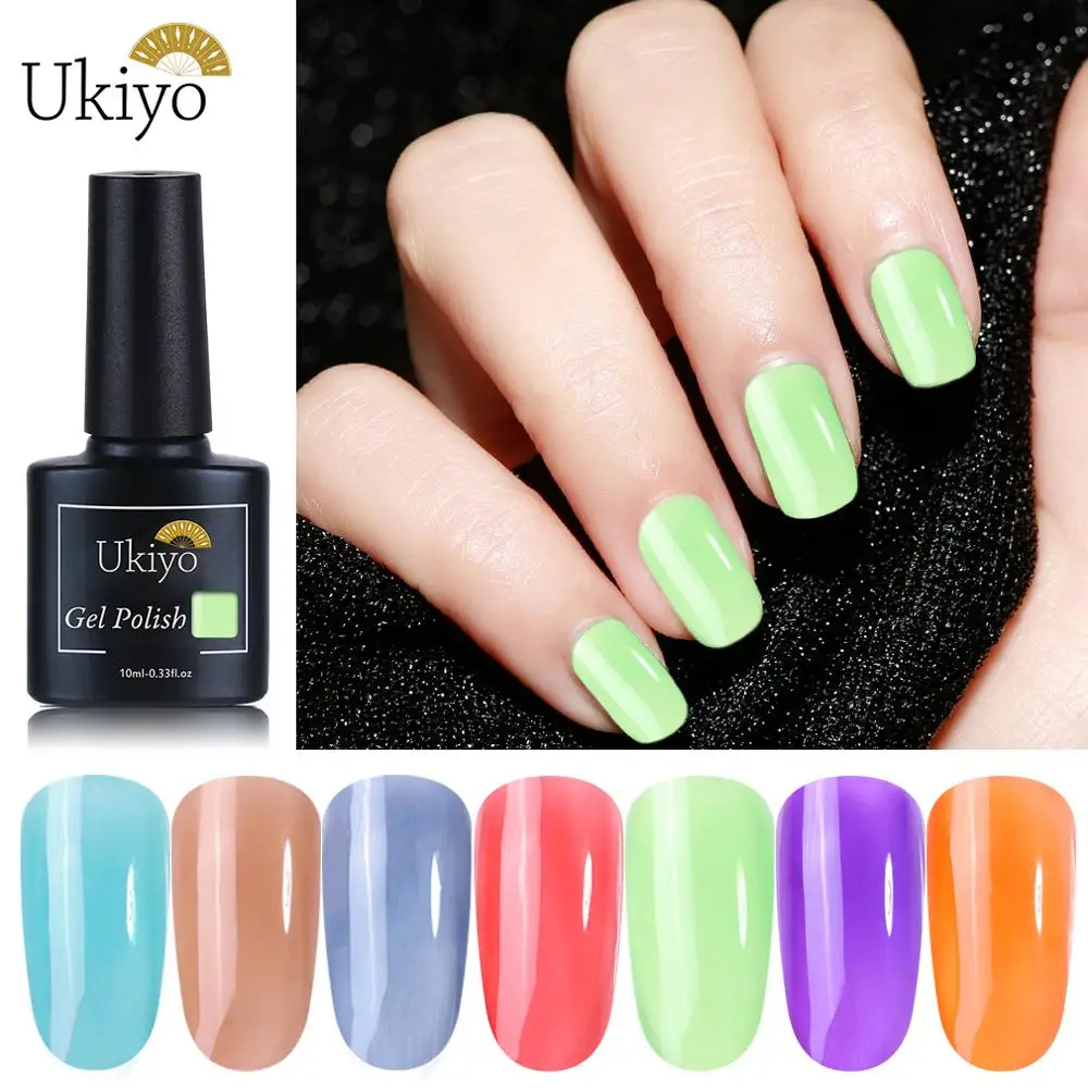 

Ukiyo 10ML Gemstone UV LED Gel Polish Nail Varnish Solid Colors Soak Off Nail Primer Gel Polish Salon Manicure