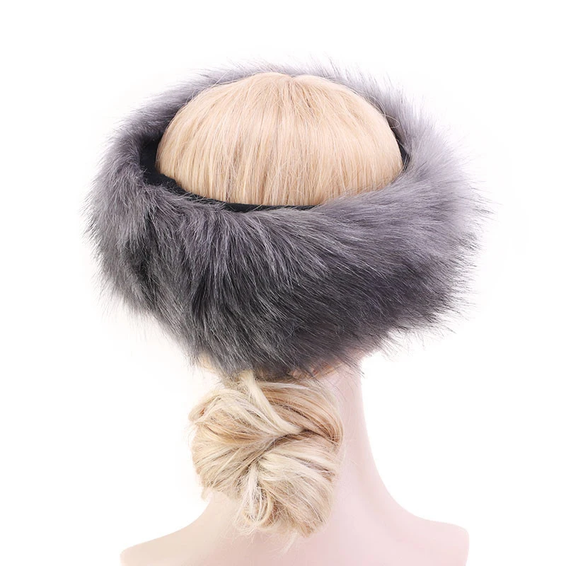 Bandanas Winter Fur Warm Headband Fox Fur Hat Faux Fur Head Warmer Women's Ear Warmer Earmuff Turban Hair Band Hair Accessories mad bomber leather rabbit fur hat