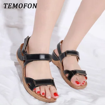 

TEMOFON women sandals summer Shoes woman soft wedges shoes women platform sandals heels vintage beach sandalias Mujer HVT1051