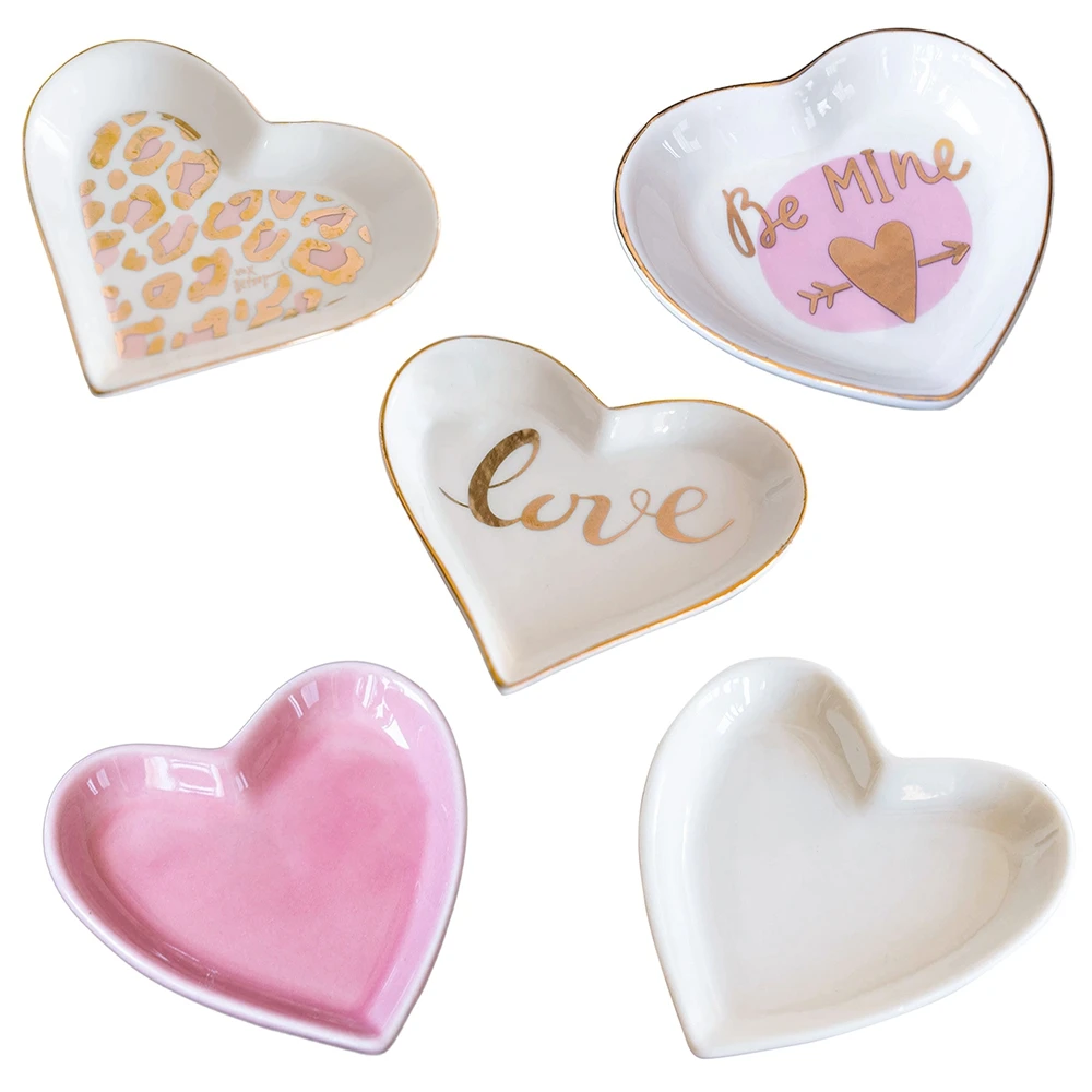 Ceramic Heart Moon Shape Small Jewelry Dish Earrings Necklace Ring Storage Plates Fruit Dessert Cake Display Bowl Tray Tableware | Дом и сад