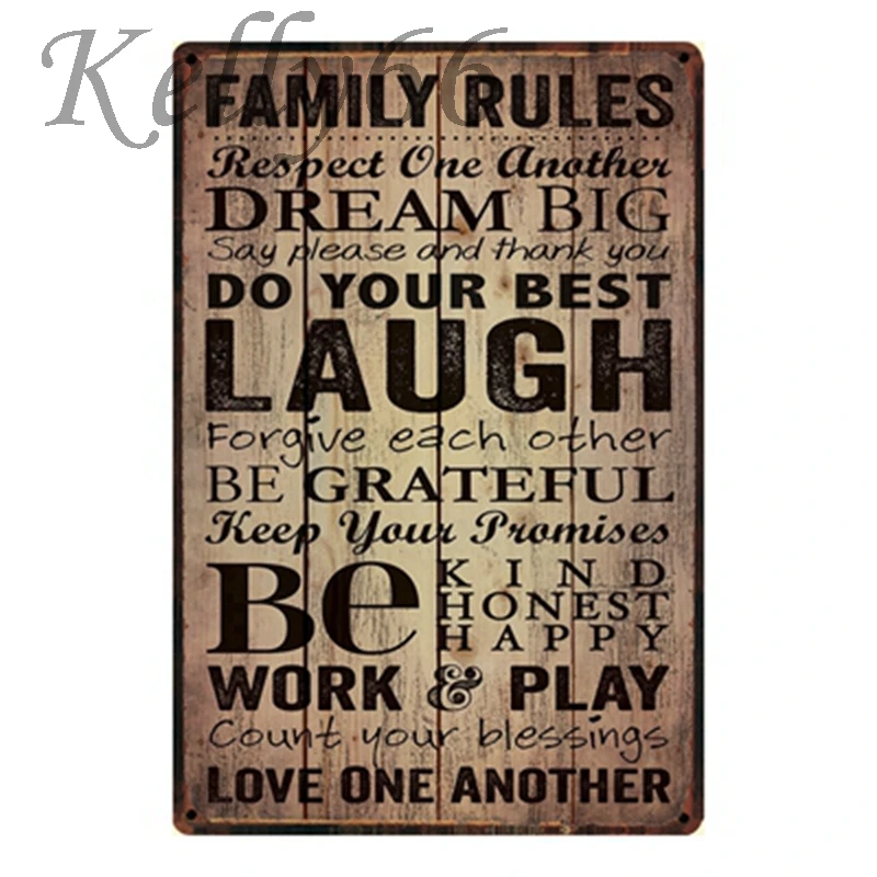 [Kelly66] Love Home смех Семейные Правила вера оловянный знак винтажный металлический постер домашний декор для паба настенная живопись 20*30 см размер Dy6 - Цвет: y-1133