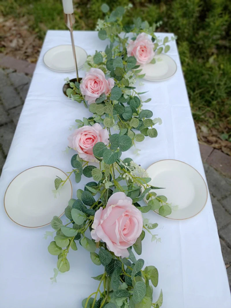 JAROWN Artificial Eucalyptus Flower Vine Rose Peony Wisteria Greenery Rattan Fake Flowers DIY Wreath Wedding Table Decoration Home Garden Flower Wall Decor Plants (27)