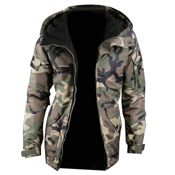 

Fashion Winter Warm Men Jacket Coat Thicken Camouflage Print Pocket Jacket Zipper Long Sleeve Coat For Men's Clothing