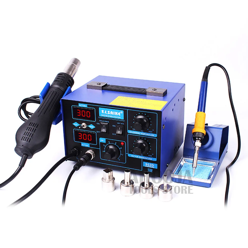 Package 2 SAIKE 952D High Power Heat Gun Desoldering Station 2 In 1 Hot Air Gun+ Soldering Iron Rework Soldering Station Welding Tool Kit - Цвет: Package 2