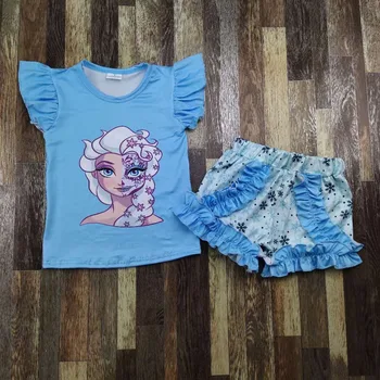 

hot sale cartoon girl short outfit fashion baby boutique summer clothes
