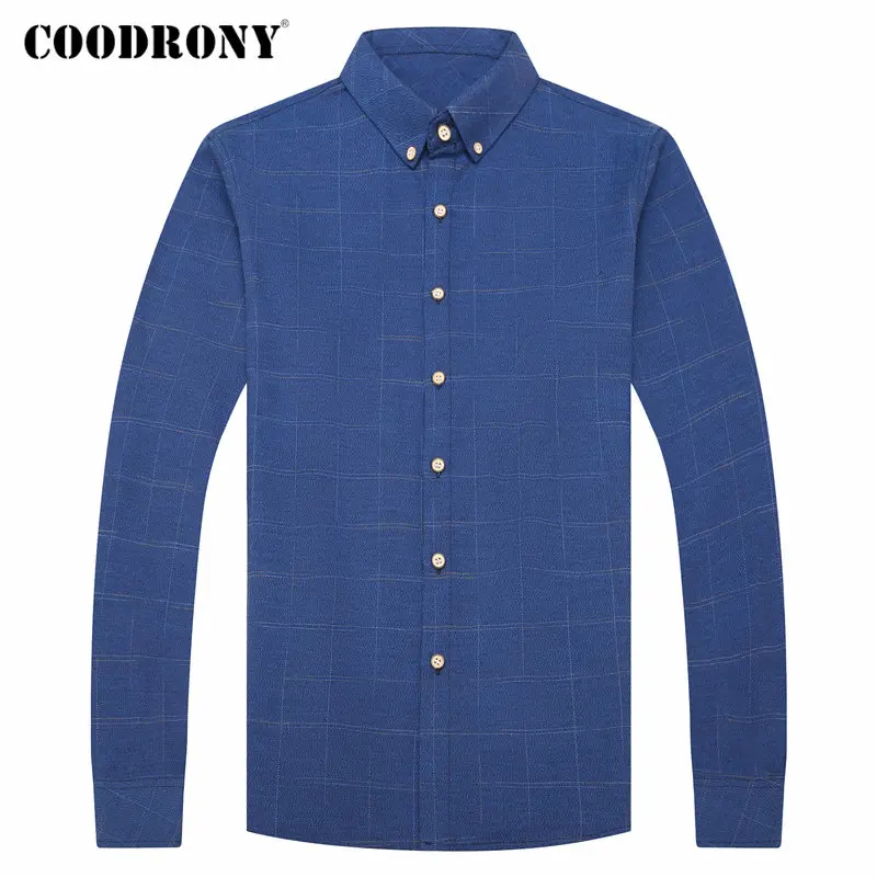 Бренд COODRONY, мужская рубашка в клетку с длинным рукавом, мужская рубашка, Новое поступление, Осень-зима, деловые повседневные рубашки, Camisa Masculina 96076