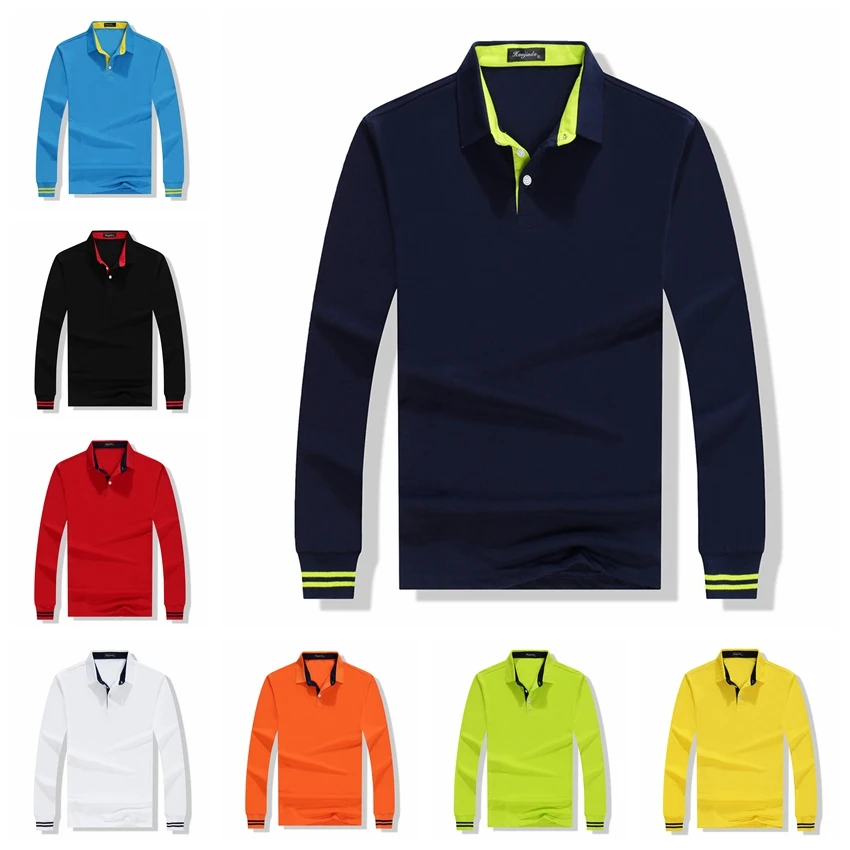 Goedkoop Fall Ademend Katoen Slanke Polo Shirt Mannen Lange Mouw Mode Kraag Fitness Effen Mannelijke Golf Effen Kleur Werkkleding Maatwerk Fitness kleding Esthetisch t shirt jasje Herfst vrouw Polo vrouwen tshirt 2019 nieuw