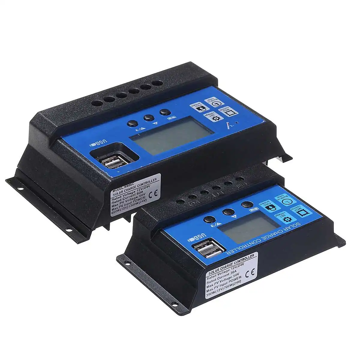 PWM lcd Dual USB Автоматический Солнечный контроллер заряда 60A/50A/40A/30A/20A/10A 12 В 24 В солнечная батарея Панель Регулятор 5 В выход PV домашний