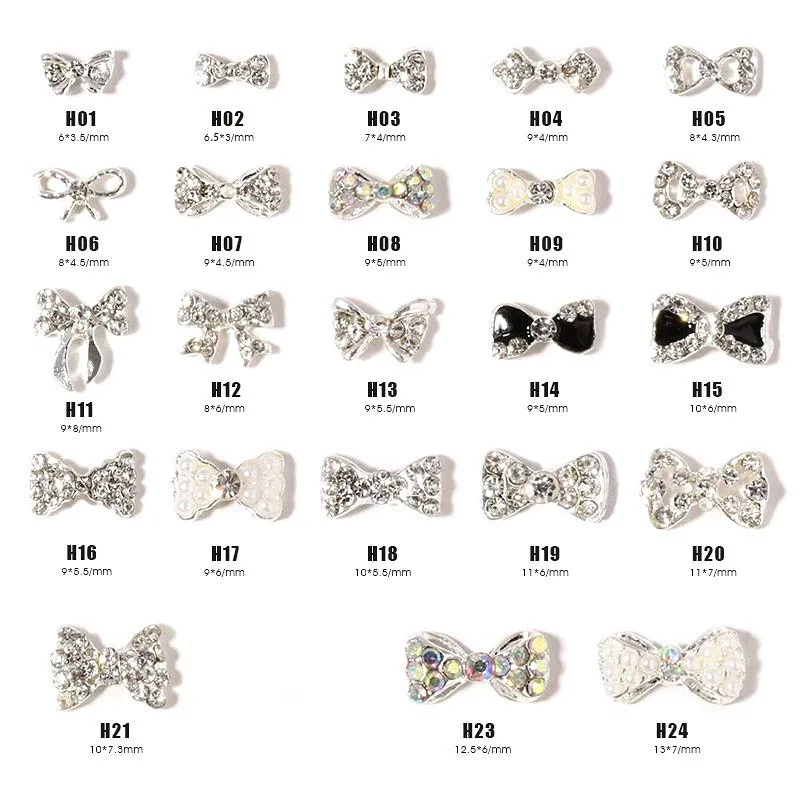 

3D Nail Art Decorations Stickers Bowknot Glass Diamond Rhinestones Jewelry Charm Strass Bow Shaped Stone Manicure Design Lot