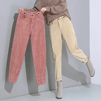 

Winter High Waist Corduroy Harem Pants Plus Size Loose Black Pants Women Long Velvet Trousers Sweatpants