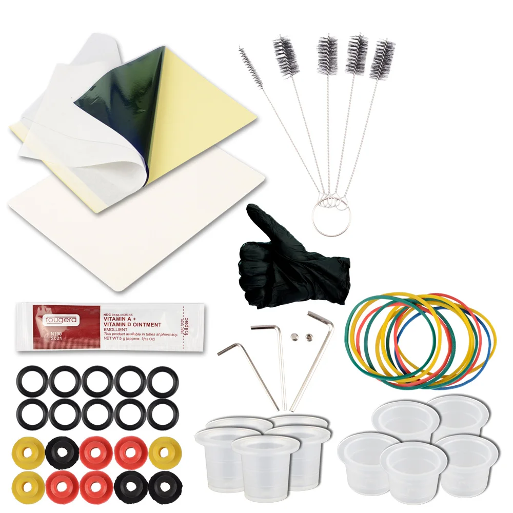 Полный набор для татуировки 1 роторная машина для татуировки набор чернил для татуировки lcd источник питания 30 мл черные чернила пигмент набор для боди-арта