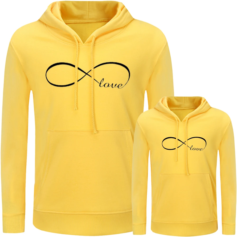 Hand Love Galaxy Space Infinity Design Matching Family Outfits Hoodies Dad Mom Daughter Son Sweatshirts Printed Pullovers Gift