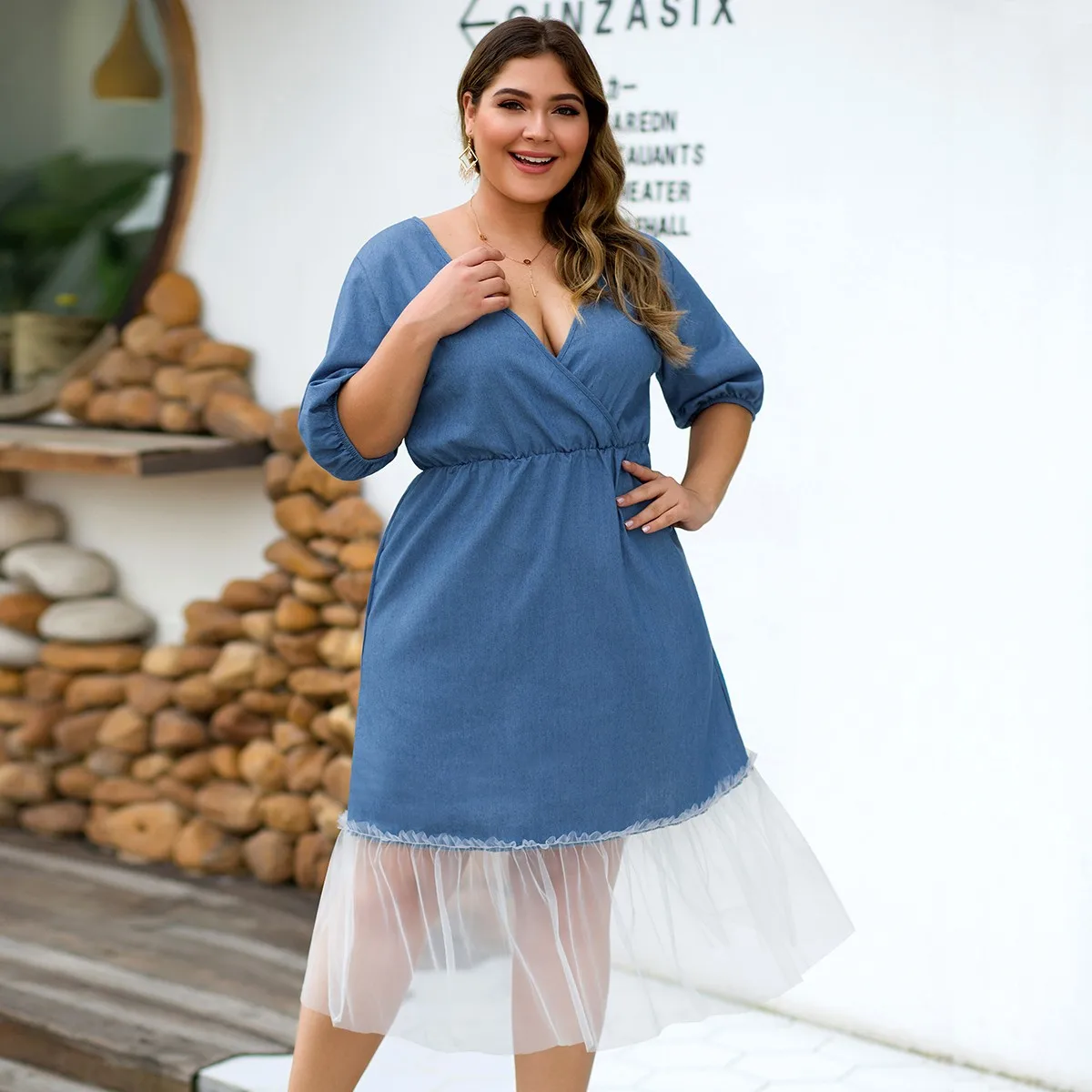 

Womens Plus Size 4xl Denim Dress For Women High Quality Fashion Ladies Vintage Elegant Noble Party Large Size Fall Dresses#G30