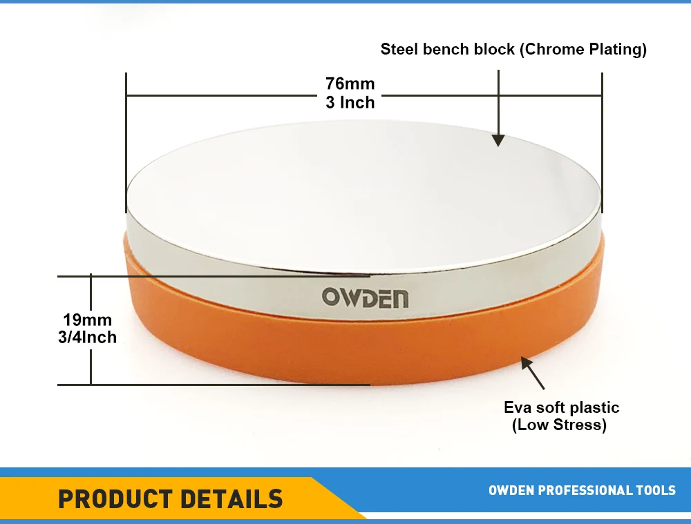 OWDEN Metal Steel Bench Block for Jewelry Stamping Tool（No Rebound)