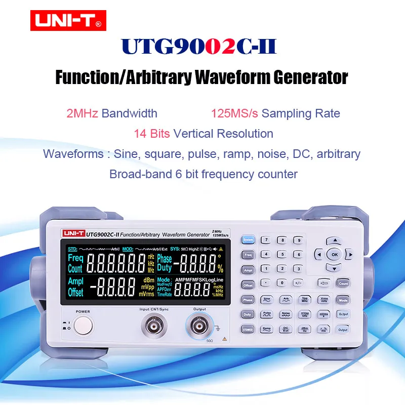

UNI-T UTG9002C-II Signal Generator Frequency Range 0.2Hz-2MHz AC 220V Power Digital Function Generator Signal Generator