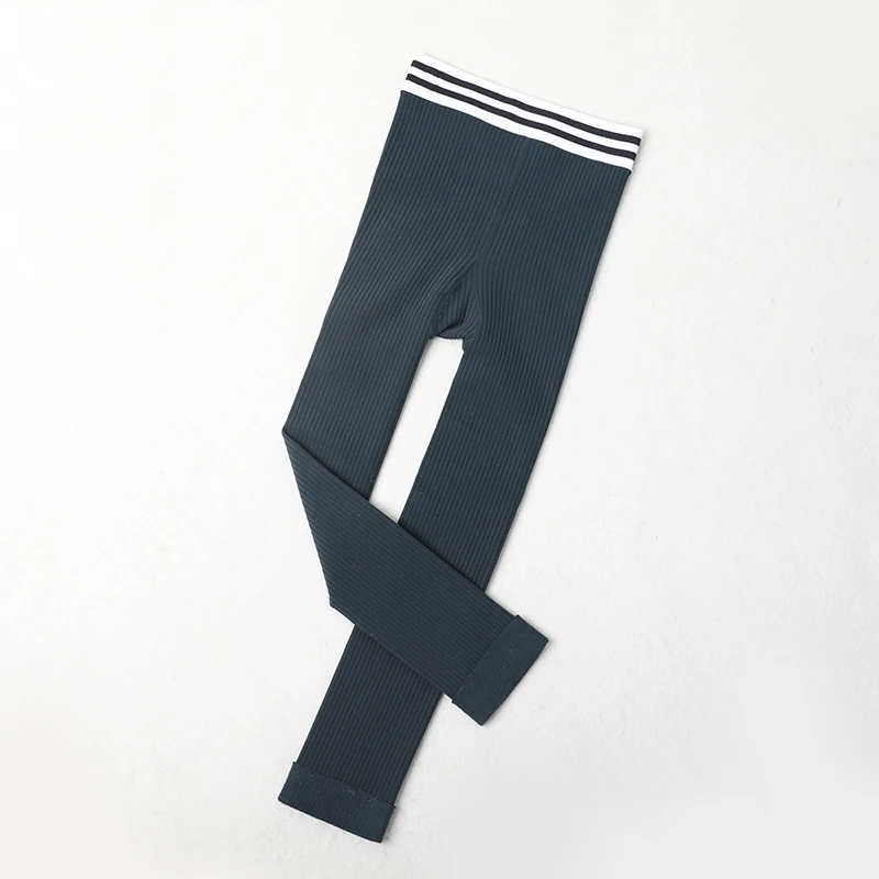 A Design Army Green Hylidge/мягкие зимние детские колготки с подкладкой из кораллового флиса для девочек, модные обтягивающие штаны в полоску утепленные тонкие колготки - Цвет: A Design Army Green