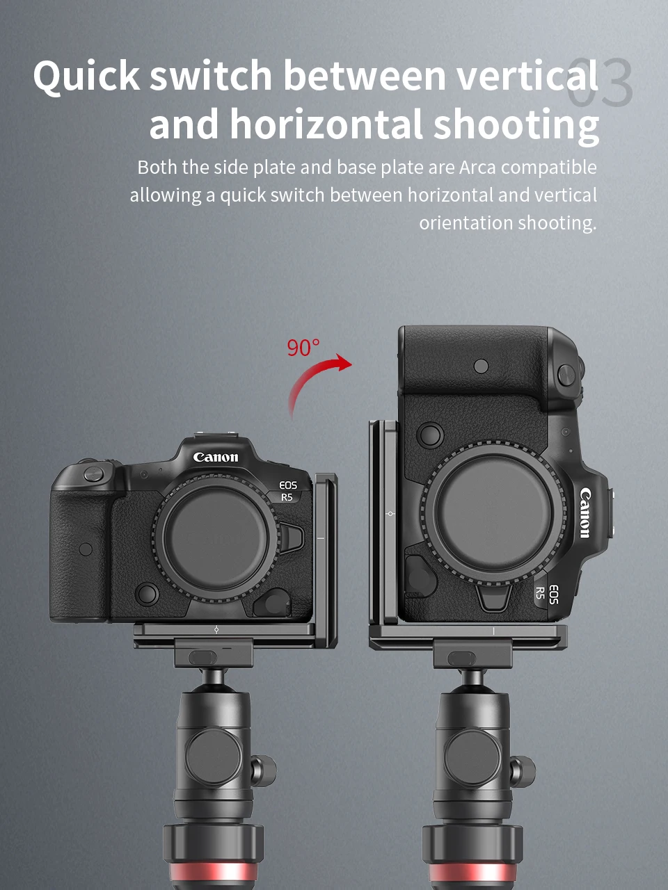 SmallRig Camera L-Bracket for Canon EOS R5 and R6 w/ Arca-Type 1/4