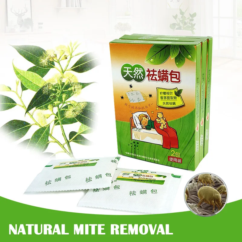 

Hot 2 Pcs/ Box Naturally Acarid Removal Mite Killer Pack for Household Using D6