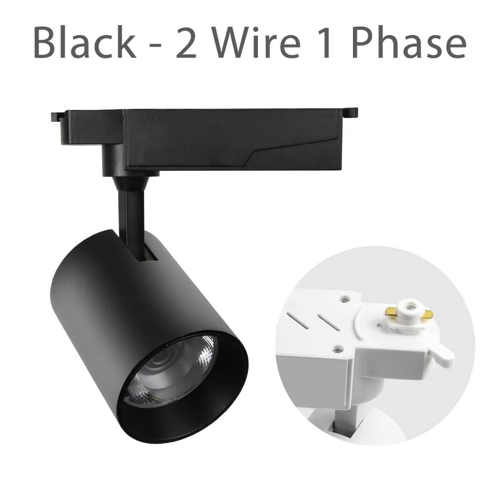 Промышленный регулируемый светодиодный светильник 12 Вт 25 Вт COB Rail Точечный светильник для обуви светильник для одежды - Испускаемый цвет: Black 2 Wire 1 Phase