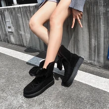 Зимние ботинки женские ботильоны из коровьей замши, шерсти и меха ботильоны для женщин размера плюс 22-26,5 см, шерсть и кроличья шерсть