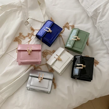 

Solid Mini Chain Women PU Leather Chain Shoulder Messenger Shoulder Handbags PU Leather Female Shoulder Crossbody Bags