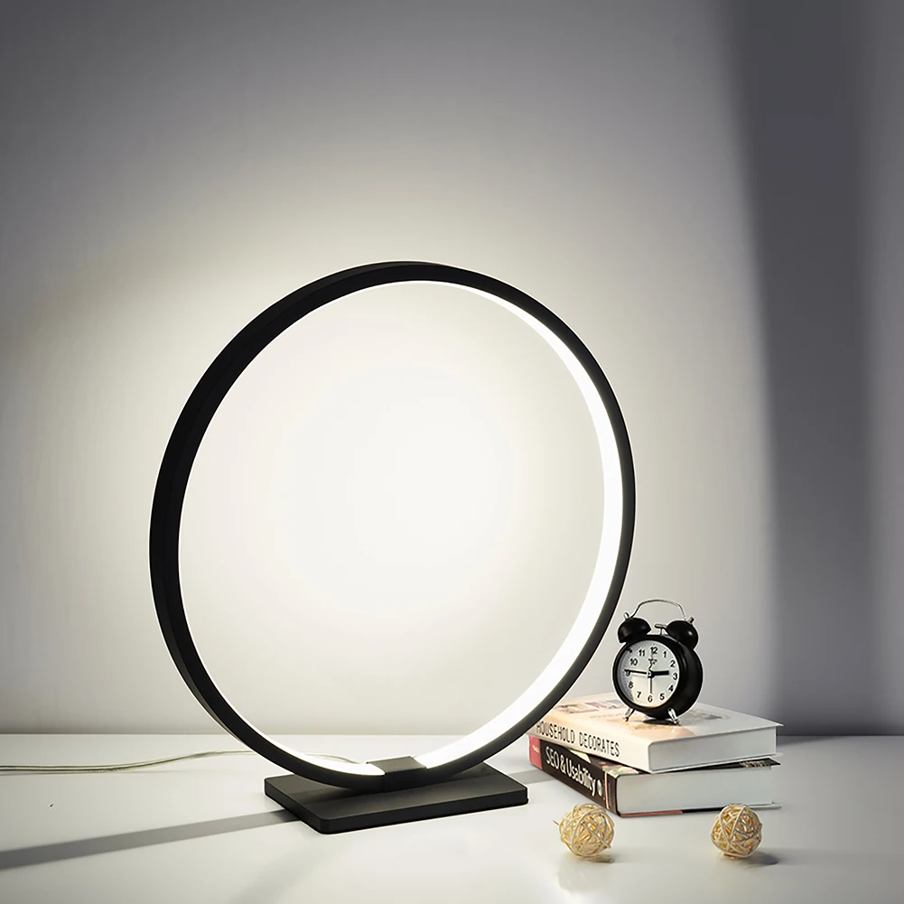 LED Table Lamp 3 light color  Reading Book Lamp Round Acrylic Night Light Home Lighting EU Plug circle Study Desk Light