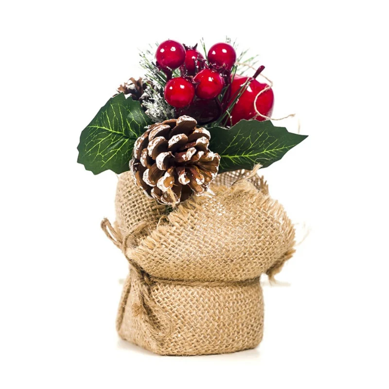 4 6 дюймов Рождество Высокий Мини искусственное украшение для стола дерево с ягодами и сосновый конус праздничные украшения - Цвет: 4