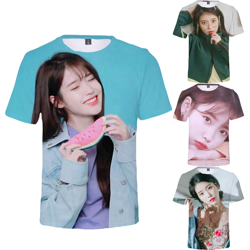 Футболка с 3D-принтом Kpop Idol IU повседневные топы в стиле Харадзюку женские и