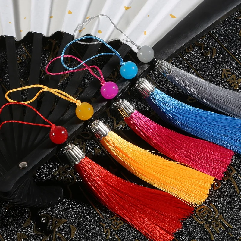 8 цветов 140 мм хлопок шелк с кистями из бусин металлический колпачок Шарм Кулон Сатиновые кисточки для рукоделия ключ занавеска на цепочках аксессуары для одежды