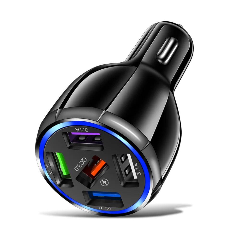 iphone car charger 5 Ports Charger in Car Quick USB Car Charger Mobile Phone Fast Charging Charger Adapter in Car For iPhone 12 Xiaomi Huawei GPS car phone charger for iphone Car Chargers