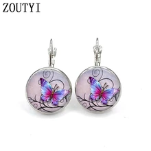 /серьги в виде бабочек Романтические элегантные художественные серьги, Выпуклое стекло инкрустированные серьги, женская одежда серьги ювелирные подарки