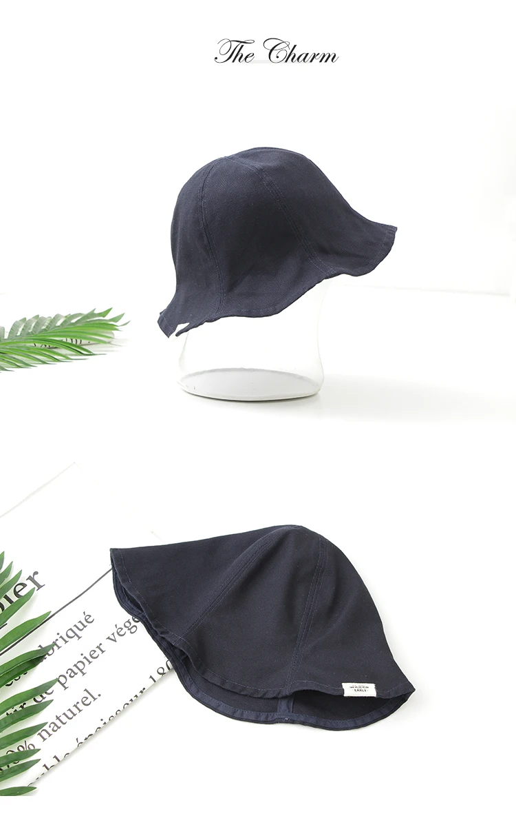 Free shipping High Quality Bucket Hats Women Foldable Cotton Curving Brim Fishing Outdoor Sun Caps Hunting Visor Floppy Chapeau