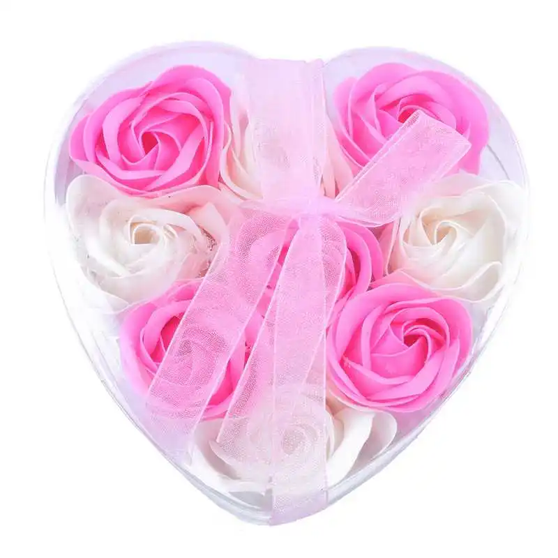9 шт Ароматические Лепестки розы мыло для тела свадебный подарок (розовый + белый)