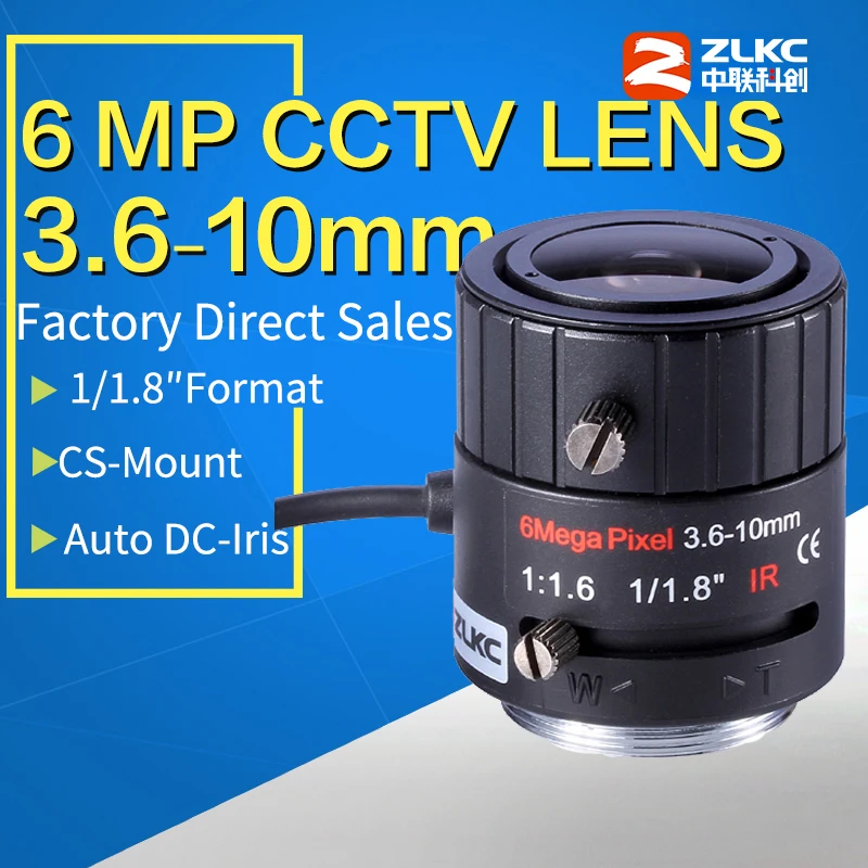 New 6megapixel HD CCTV lens 3.6 10mm 1/1.8" Manual Varifocal Auto Iris
