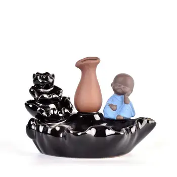 

Chinese Ceramics Incense Burner Black Small Waterfall Backflow Incense Burner Rockery Fountain Decoratio Maison Zen Decor AE50XL