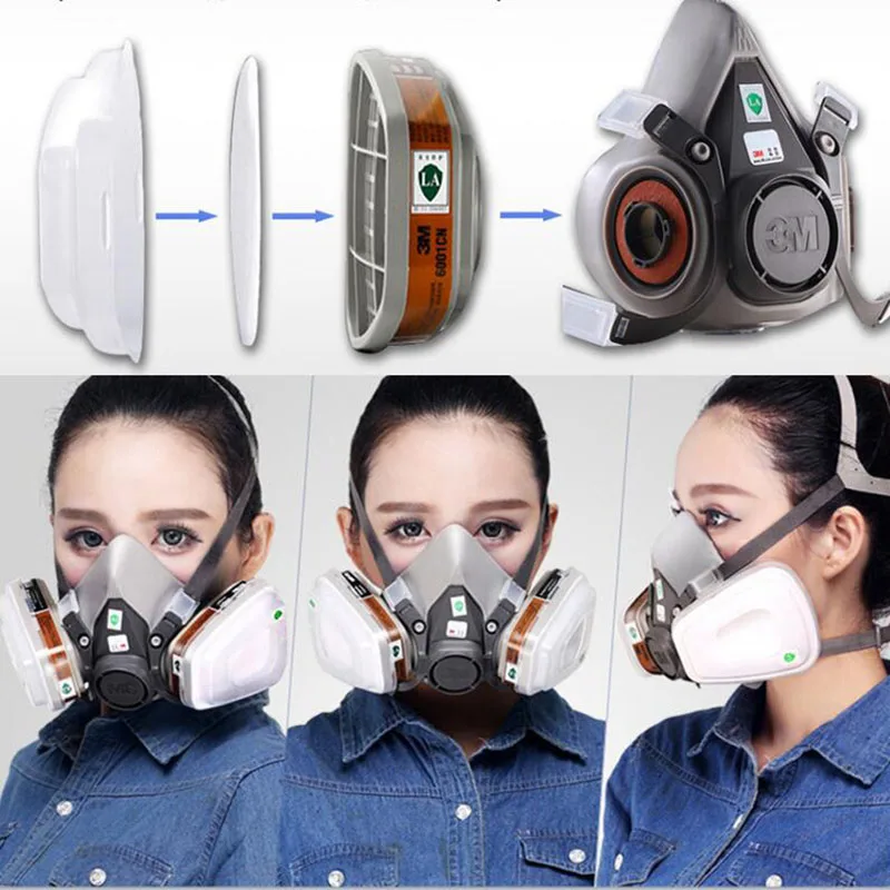 

2020 9 in 1 Suit 3M Half Face Gas Mask Respirator Painting Spraying Dust Mask For 3 M 6200 N95 PM2.5 gas Mask