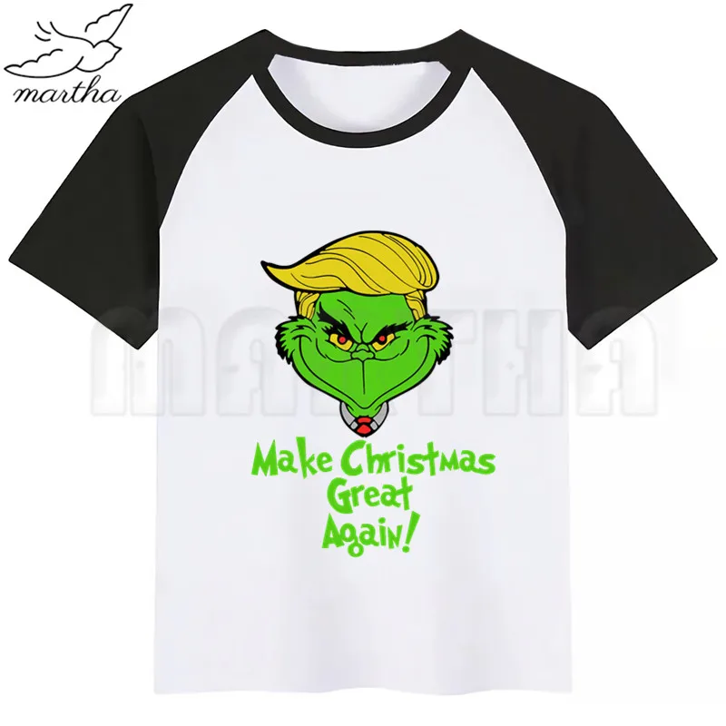 Grinch/Новинка; футболка для мальчиков; рубашки для девочек с милым животным принтом; детская Удобная футболка с круглым вырезом; одежда с короткими рукавами для мальчиков и девочек - Цвет: BlackK