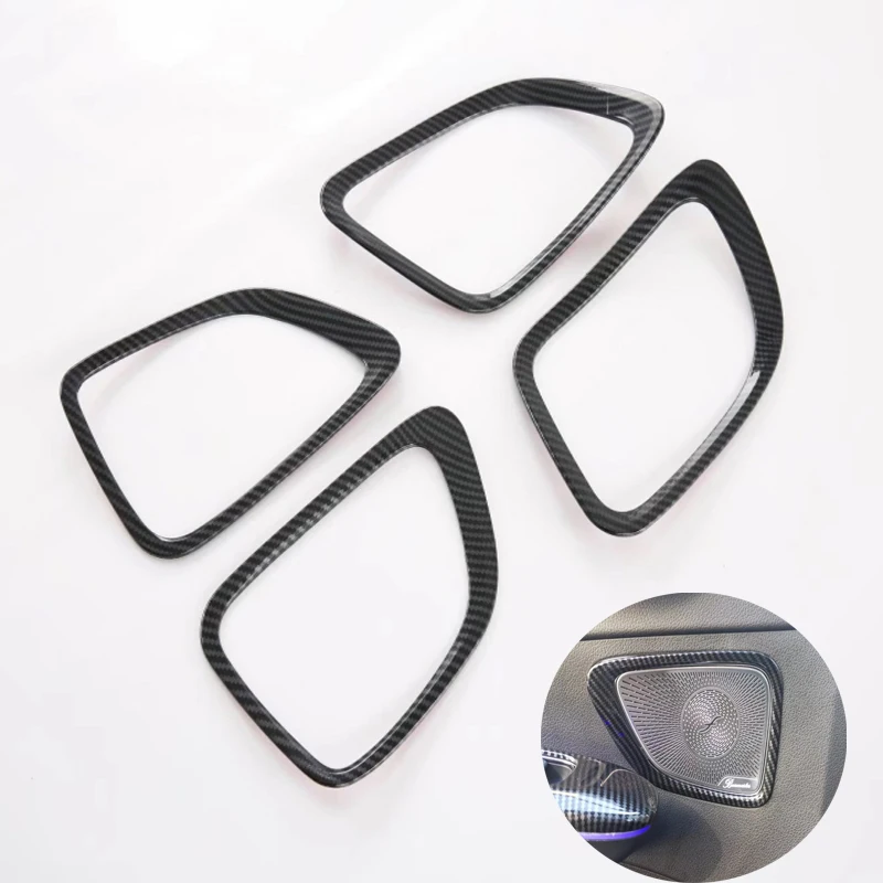 

Carbon Fiber For Mercedes Benz C Class W206 C260 C200 2022 4Pcs Side Door Audio Speaker Cover Decorative Ring Cover Trims