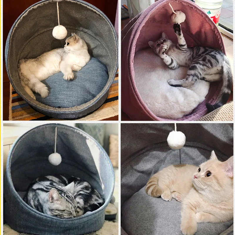 Get  Cat Nest Kennel Summer Enclosed Cat Sleeping Bag Cat House Villa Cat Bed Cat Mat Pet Cat Nest Four 