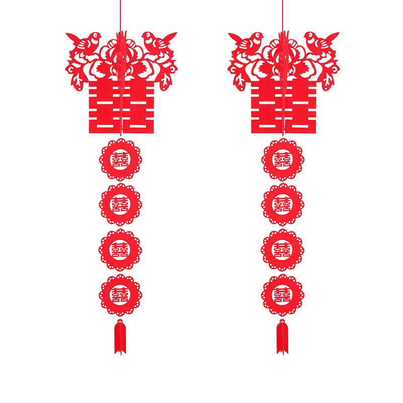 

Red Chinese Hanging Couplet Good Luck Tassels Auspicious Wedding Decor