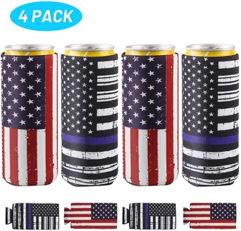 

[4pack] Slim Can Coozie, Cooler Bags ,Flag White Claw Can Cooler Sleeve Beer Cooler Bags Fits 12oz slim Can Holder Beer Coozie