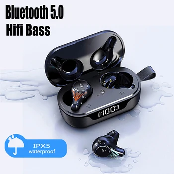 

Wireless Headphones TWS Headphones Bluetooth Earphones True Stereo Bass Earbuds Sports Headset IPX5 With HD Mic and LED display