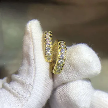 

Rulalei Sweet Cute Hot Sale Fashion Jewelry 925 Sterling Silver&Gold Fill Pave White 3A Cubic Zircon New Women Clip Earring Gift