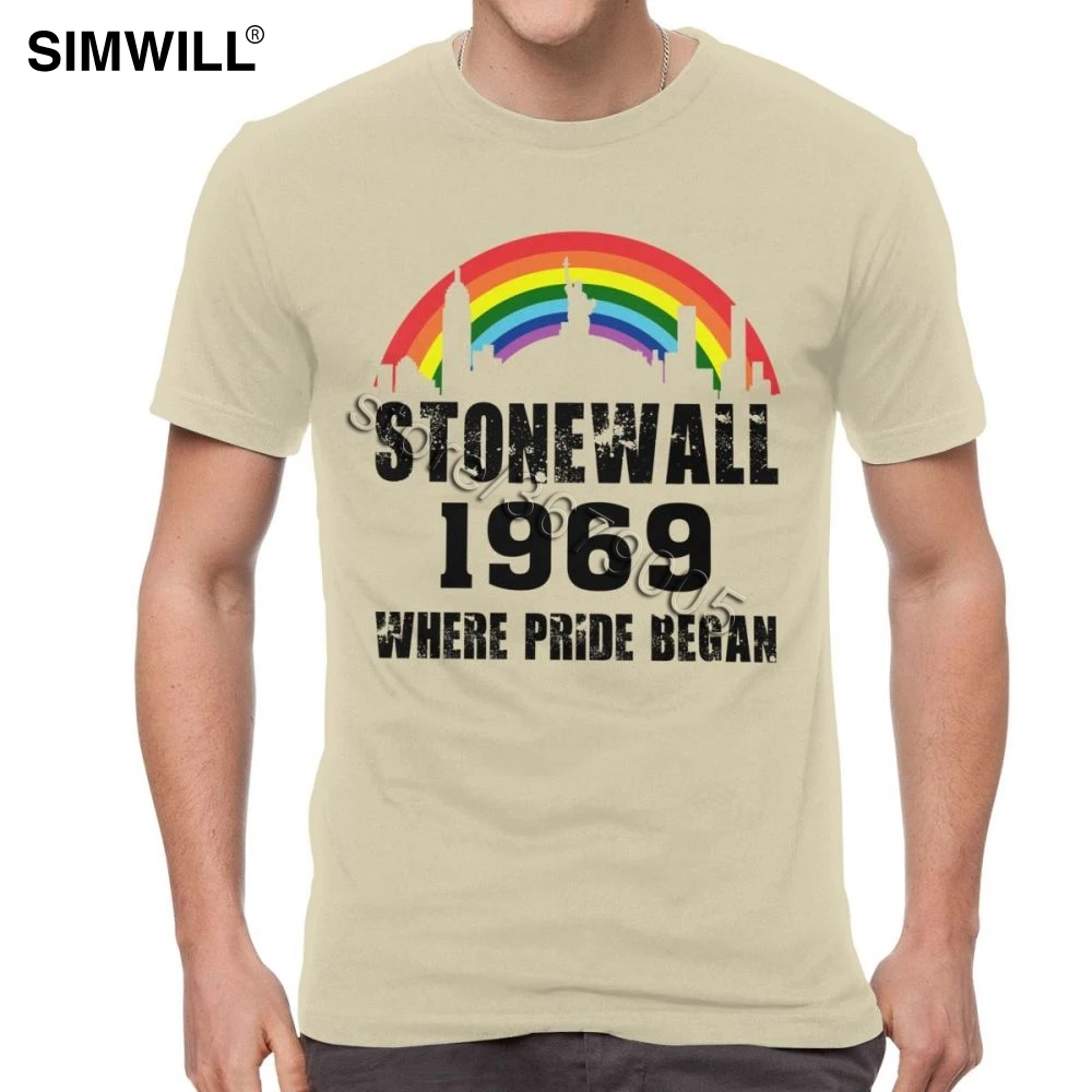 Stonewall 1969 Where Pride Began Tees Shirts Retro Urban 100% Cotton T-Shirt for Men Short Sleeves O-neck T | Мужская одежда
