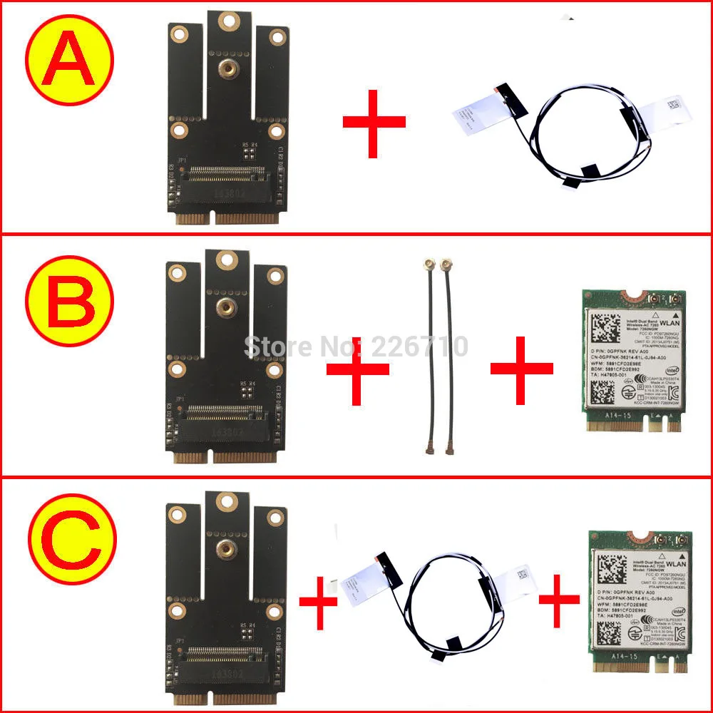 

7260NGW WiFi WLAN карта Bluetooth 4,0 7260AC & NGFF для Mini PCI-E адаптер и IPEX 4 для IPEX 1 AntennaI & IPEX-4 Gen4 IPEX MHF4 Новинка