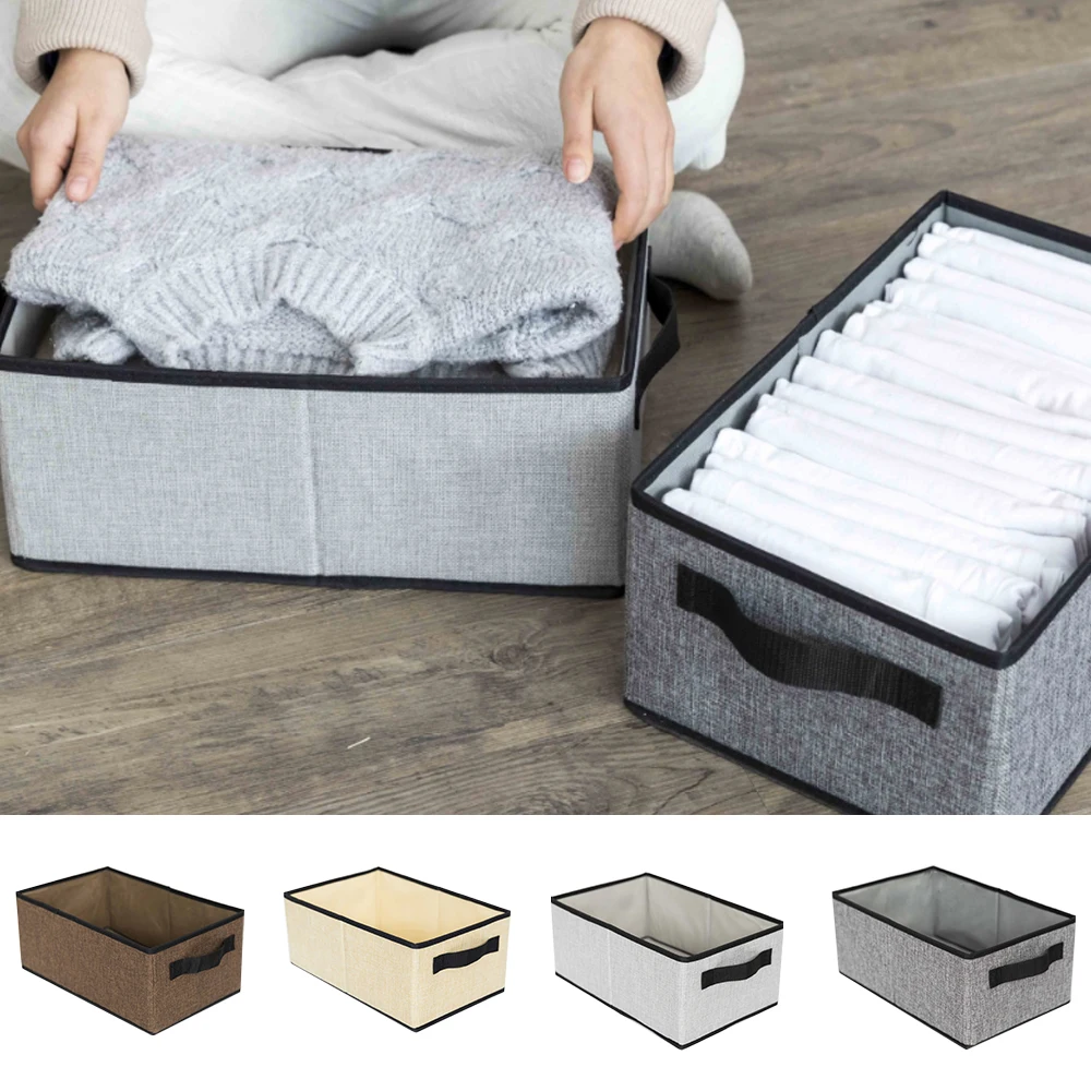 

new washable folding clothes storage box foldable underwear socks bra storage container cotton liene shirts storage box